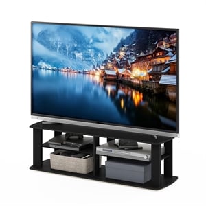 Pemberly Row Wood Entertainment Center TV Stand for TV up to 50&quot in Black