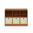 Pemberly Row Engineered Wood 3x2 Bookcase Storage w/Bins in Light Cherry/Ivory