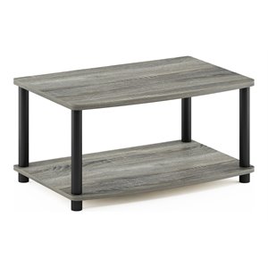 Pemberly Row Wood Elevated TV Stand for TV up to 25&quot - Oak Gray/Black