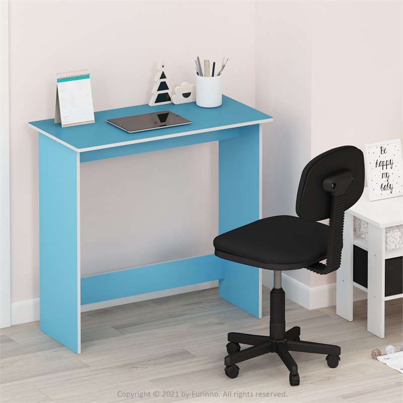 Pemberly Row Engineered Wood Simplistic Study Table in Light Blue/White