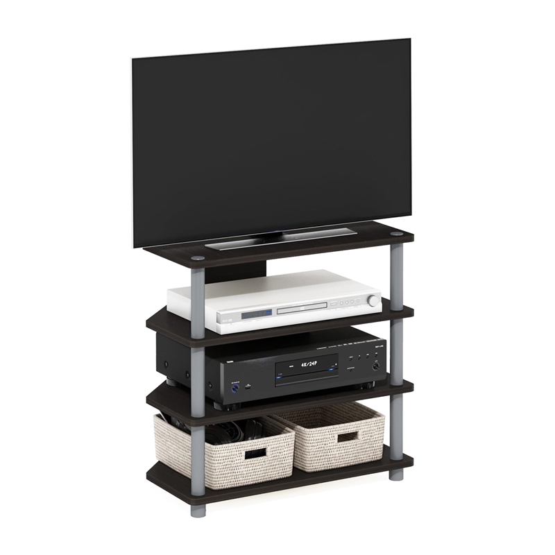 Pemberly Row Wood 4-Tier Petite TV Stand for TV up to 25