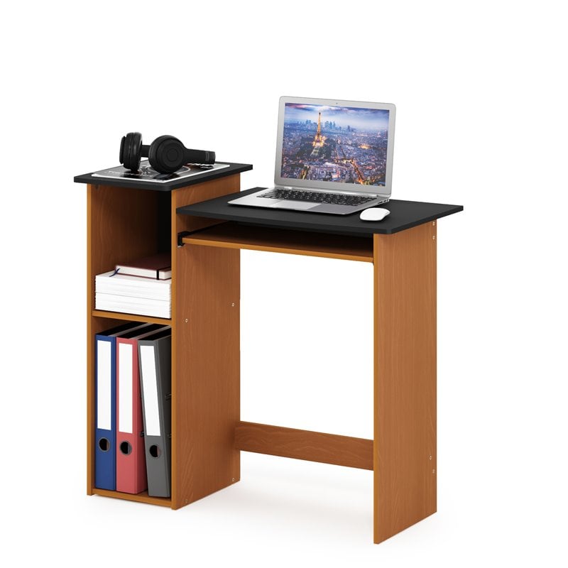Pemberly Row Wood Multipurpose Computer Writing Desk in Light Cherry/Black
