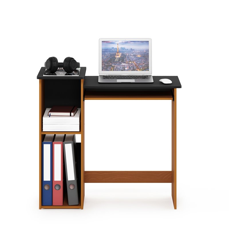 Pemberly Row Wood Multipurpose Computer Writing Desk in Light Cherry/Black