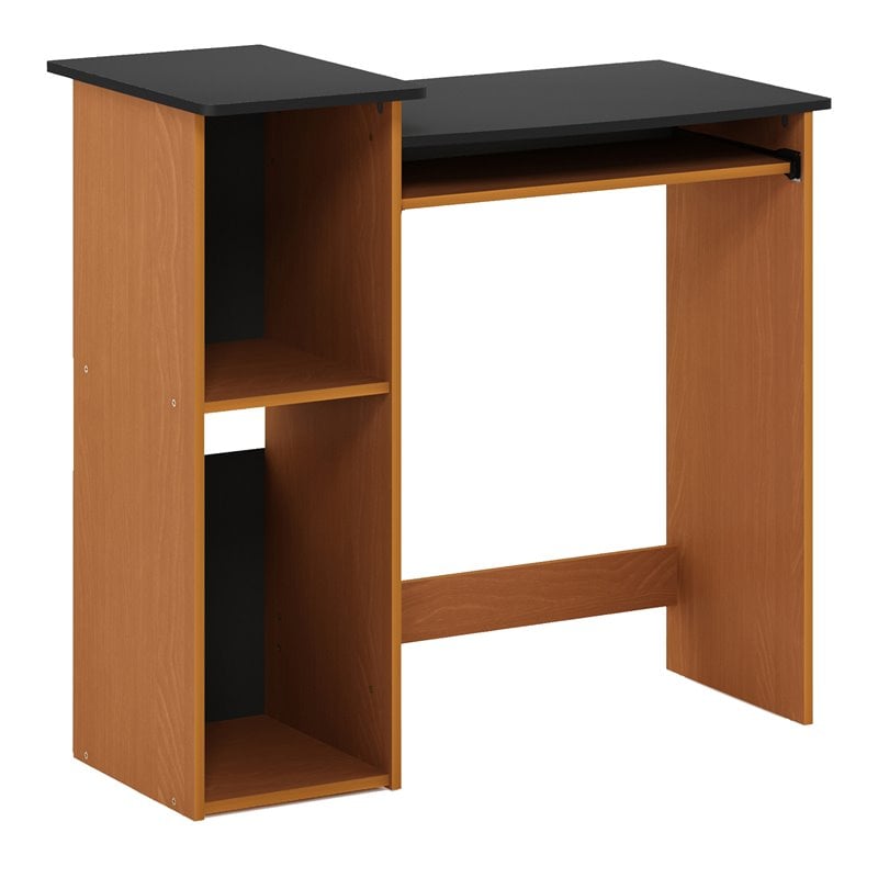 Pemberly Row Wood Multipurpose Computer Writing Desk in Light Cherry/Black