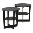 Pemberly Row Contemporary Engineered Wood Oval End Table in Walnut (Set of 2)