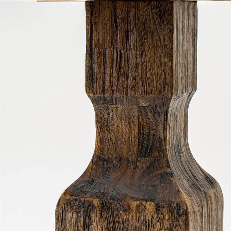 Pemberly Row Asian Wood Dining Table in Distressed Jacobean Brown