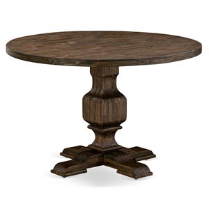 Pemberly Row Asian Wood Dining Table in Distressed Jacobean Brown
