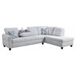 Pemberly Row Modern Linen Fabric Sectional Sofa in Gray White