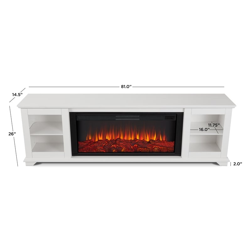 Pemberly Row Solid Wood Landscape Media Electric Fireplace in White