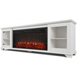 Pemberly Row Solid Wood Landscape Media Electric Fireplace in White