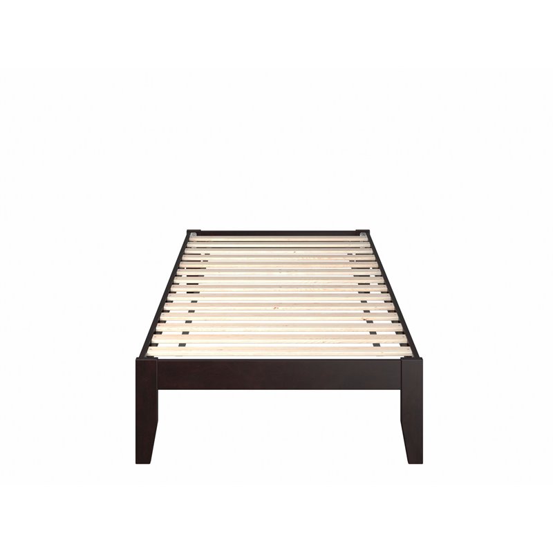 Pemberly Row Modern Solid Wood Twin XL Bed with USB Charger in Espresso