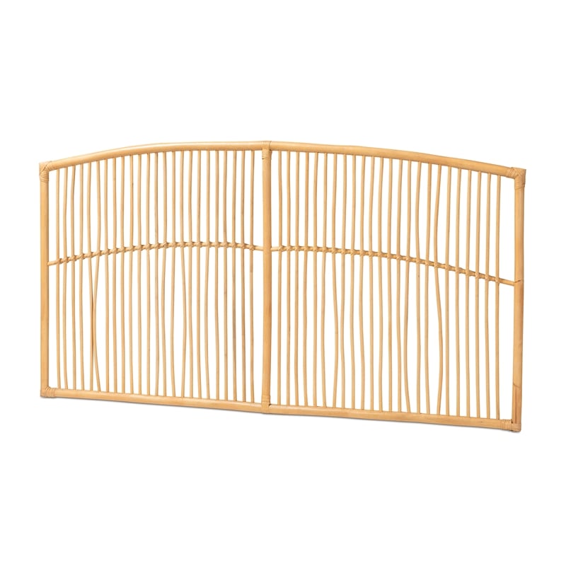 Pemberly Row Modern Brown Rattan Queen Size Wall-mount Headboard