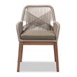 Pemberly Row Modern Gray Woven Rope Mahogany Dining Arm Chair