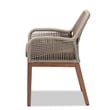 Pemberly Row Modern Gray Woven Rope Mahogany Dining Arm Chair