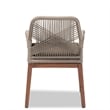 Pemberly Row Modern Gray Woven Rope Mahogany Dining Arm Chair