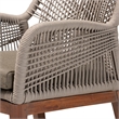 Pemberly Row Modern Gray Woven Rope Mahogany Dining Arm Chair