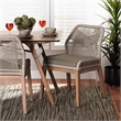 Pemberly Row Modern Gray Woven Rope Mahogany Dining Side Chair
