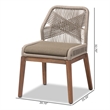 Pemberly Row Modern Gray Woven Rope Mahogany Dining Side Chair