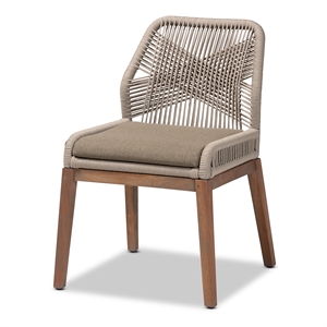 Pemberly Row Modern Gray Woven Rope Mahogany Dining Side Chair