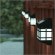 Pemberly Row Plastic Wall Mount LED Solar Light in Black (Set of 6)