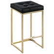 Pemberly Row Black Faux Leather Counter Height Stool in Gold (Set of 2)