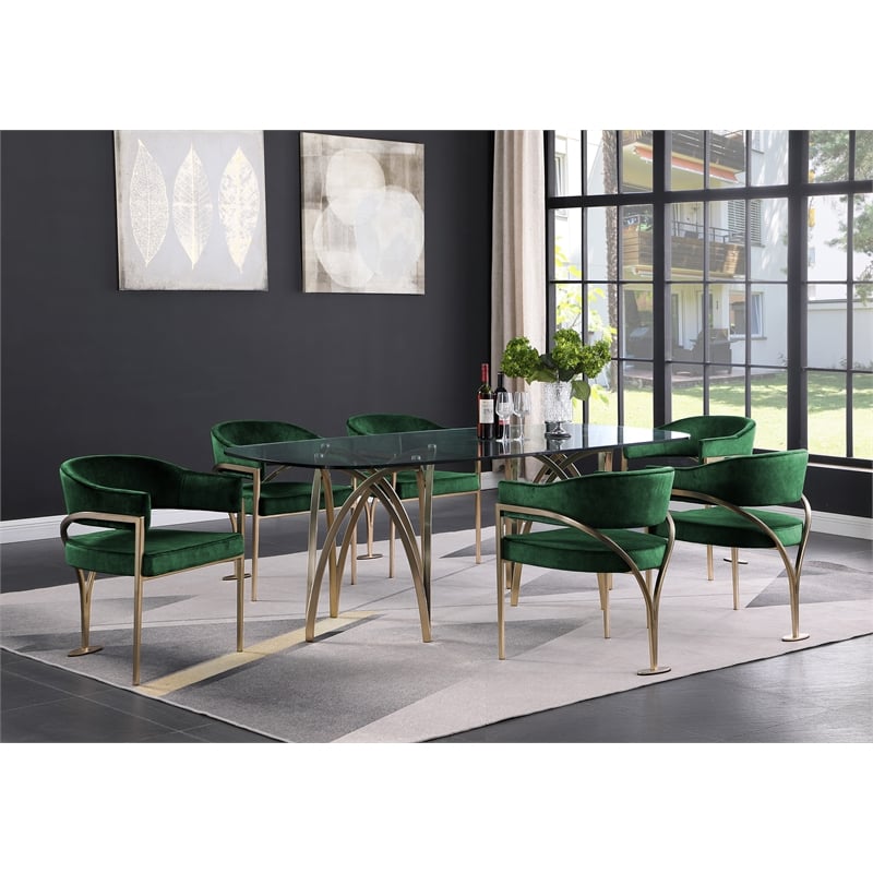 Pemberly Row Contemporary Green Velvet Dining Chair (Set of 2)