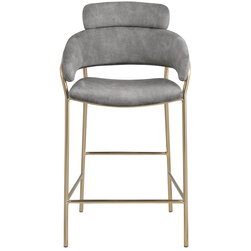 Pemberly Row Modern / Contemporary Gray Velvet Counter Stool