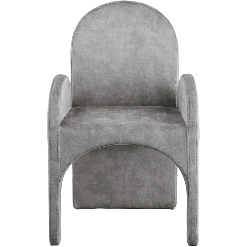 Pemberly Row Contemporary Gray Velvet Dining Arm Chair (Set of 2)