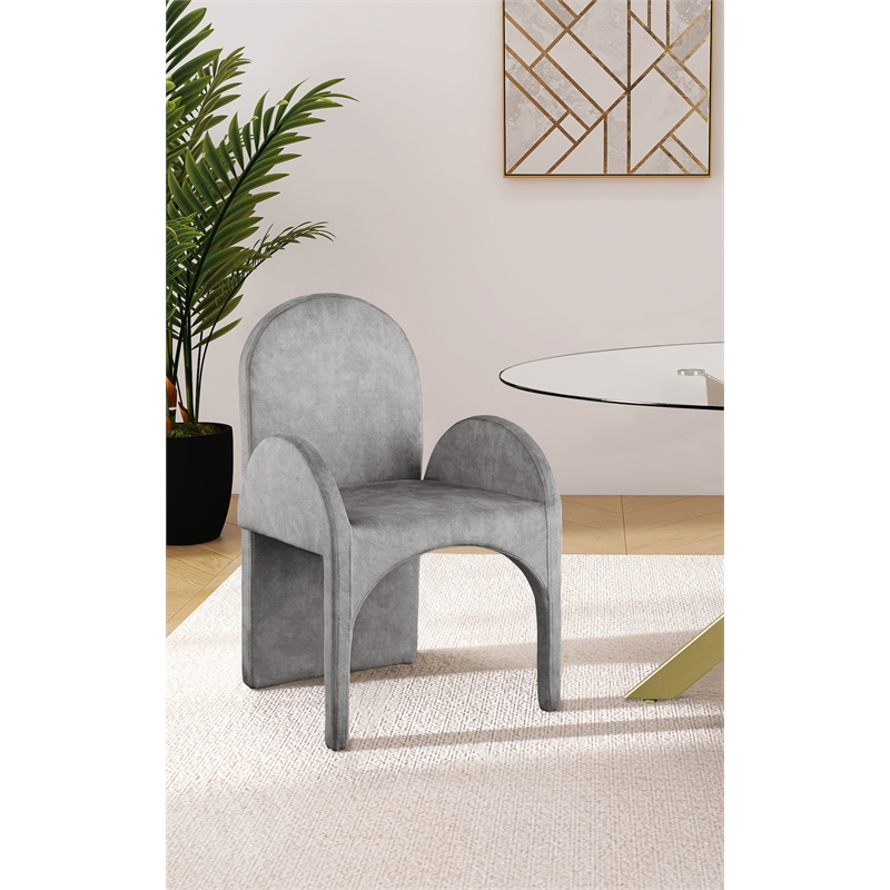 Pemberly Row Contemporary Gray Velvet Dining Arm Chair (Set of 2)
