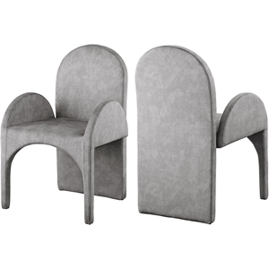 Pemberly Row Contemporary Gray Velvet Dining Arm Chair (Set of 2)