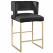 Pemberly Row Modern Black Velvet Bar Stools in Gold (Set of 2)