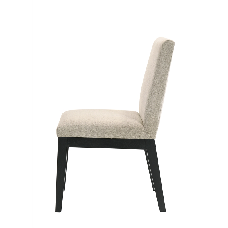 Pemberly Row Contemporary Beige Linen Wood Side Chair (Set of 2)