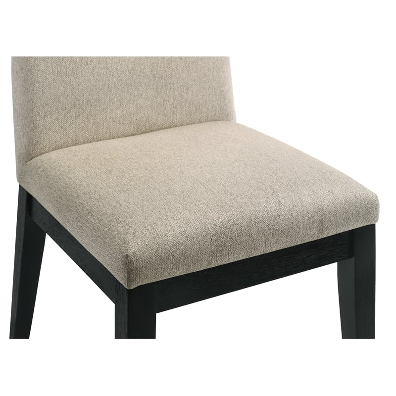 Pemberly Row Contemporary Beige Linen Wood Side Chair (Set of 2)