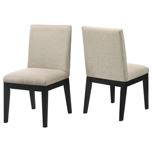 Pemberly Row Contemporary Beige Linen Wood Side Chair (Set of 2)