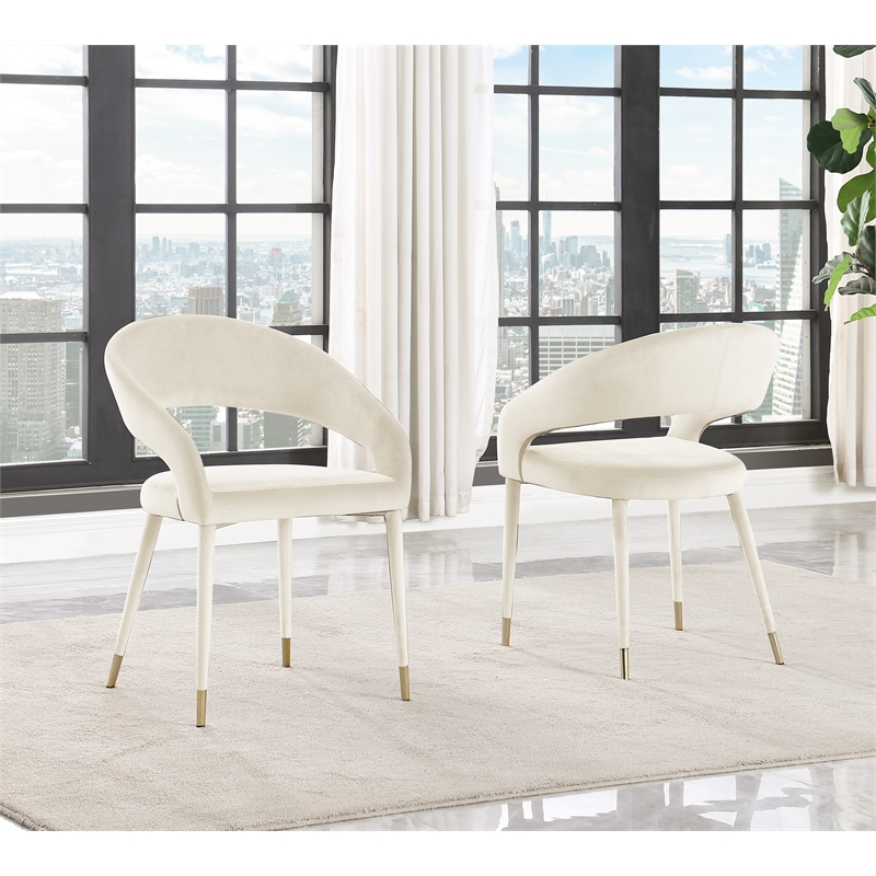 Pemberly Row Contemporary Velvet Cream Dining Chairs (Set of 2)