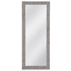 Pemberly Row Natural Bone Floor Mirror in Black Engineered Wood