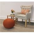 Pemberly Row Modern Round Pouf in Orange Wool with Polyester Filling