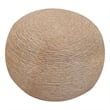 Pemberly Row Modern Round Pouf in Beige Wool with Polyester Filling