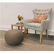 Pemberly Row Modern Round Pouf in Beige Wool with Polyester Filling