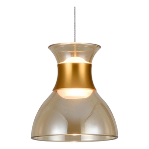 Pemberly Row 7&quot ETL Certified Integrated LED Aluminum Pendant in Black/Gold