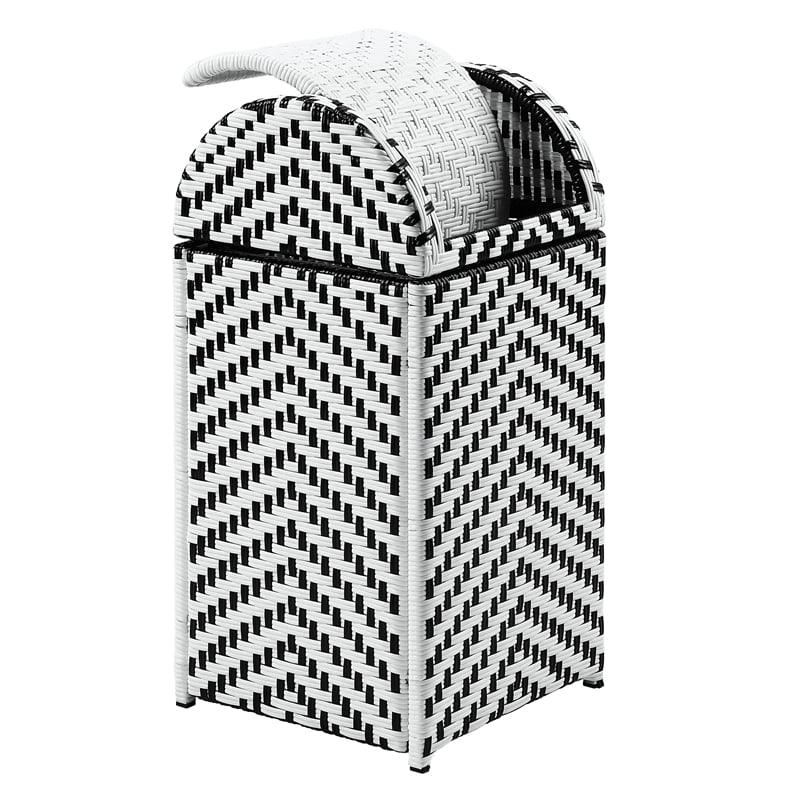 Pemberly Row Modern Aluminum and FE Wicker Trash Can in Black