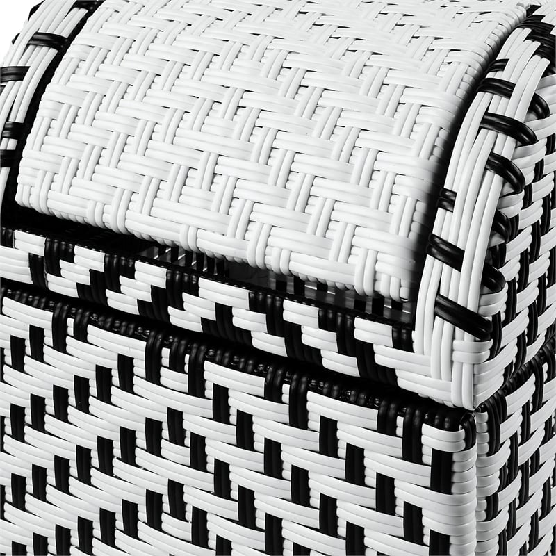 Pemberly Row Modern Aluminum and FE Wicker Trash Can in Black