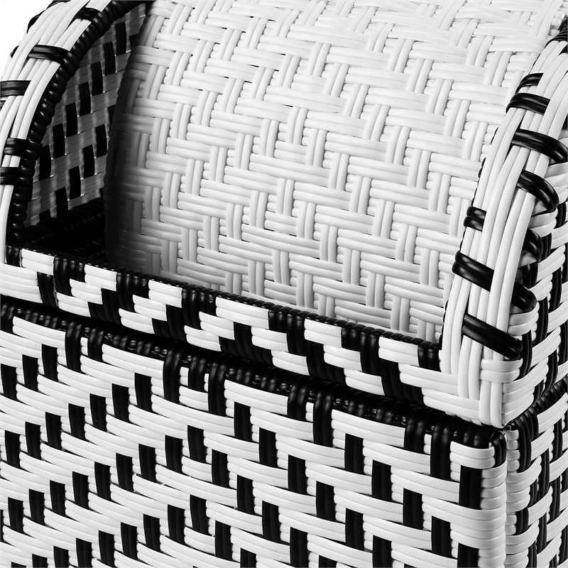 Pemberly Row Modern Aluminum and FE Wicker Trash Can in Black