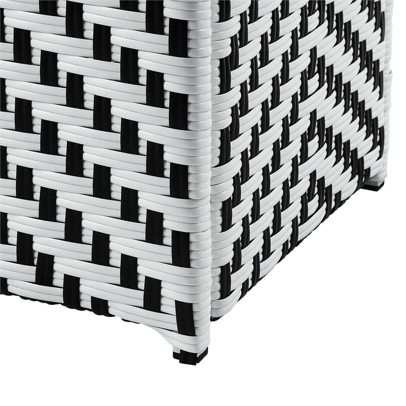 Pemberly Row Modern Aluminum and FE Wicker Trash Can in Black