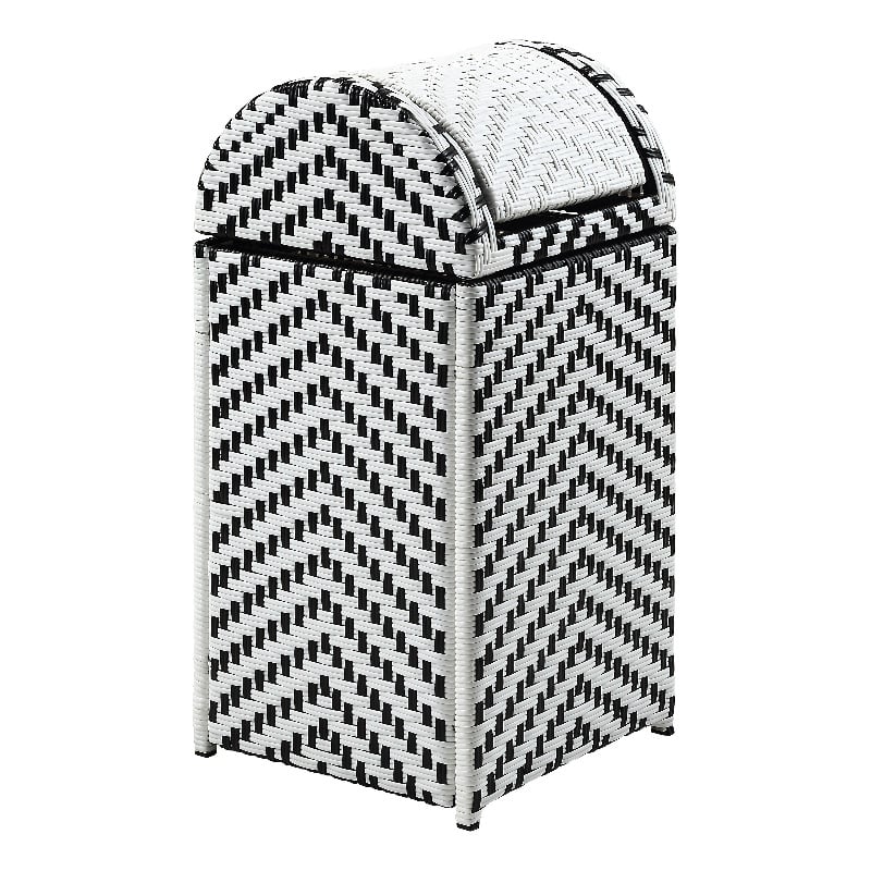 Pemberly Row Modern Aluminum and FE Wicker Trash Can in Black