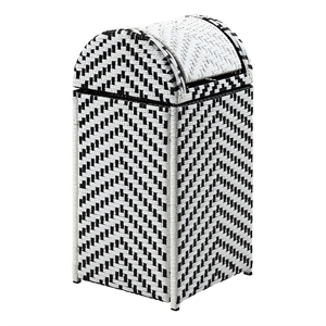 Pemberly Row Modern Aluminum and FE Wicker Trash Can in Black