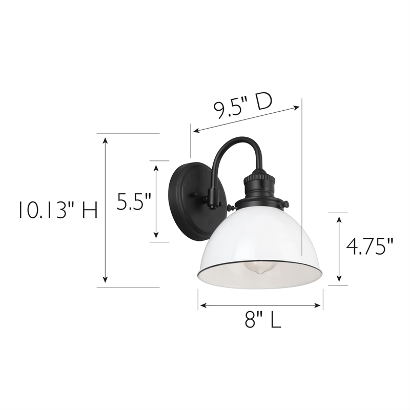 Pemberly Row Modern Wall Light Stainless Steel in Matte Black