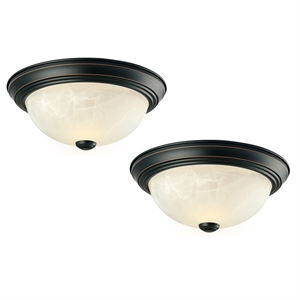 Pemberly Row Ceiling Light with Alabaster Glass in Oil-Rubbed Bronze 2-Pack