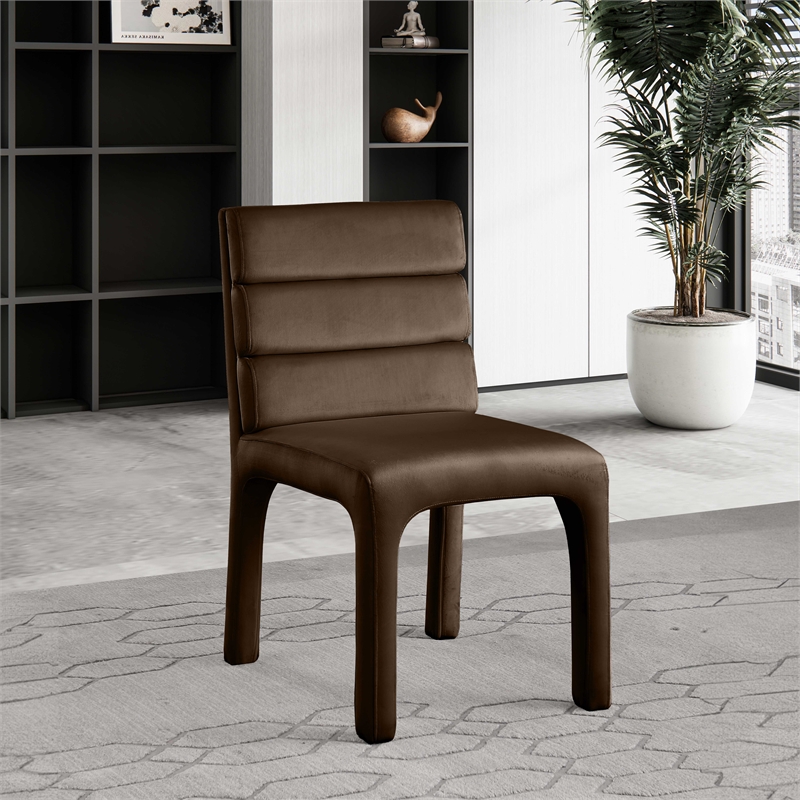 Pemberly Row Modern / Contemporary Brown Velvet Dining Chair