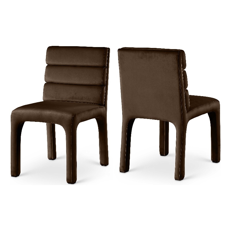 Pemberly Row Modern / Contemporary Brown Velvet Dining Chair